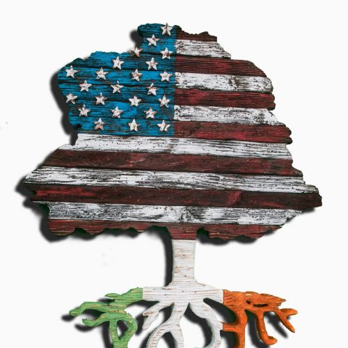 American flag tree with root flag of any country, USA, Heritage, Patriotic, United States, Irish, Ireland flag, Red white blue, 4th of July