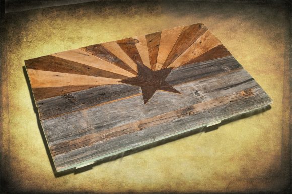 Barn wood Arizona Flag, Handmade, distressed natural Wood, vintage, art, distressed, weathered, AZ, Arizona flag art, home decor, Wall art