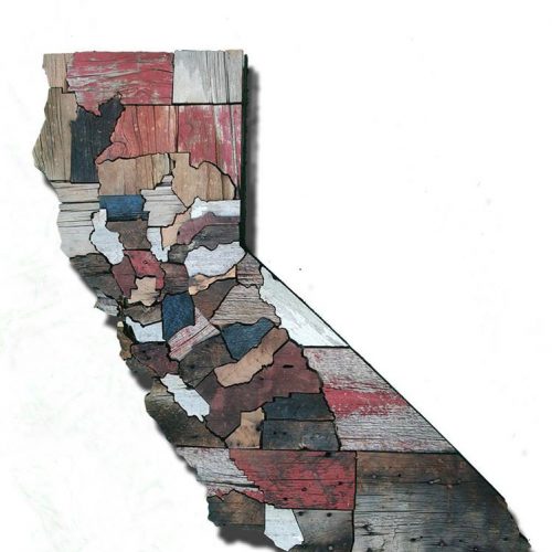 Calfornia Counties map made from Reclaimed Barn Wood, recycled, reclaimed wooden map, vintage, rustic fine art one of a kind piece.