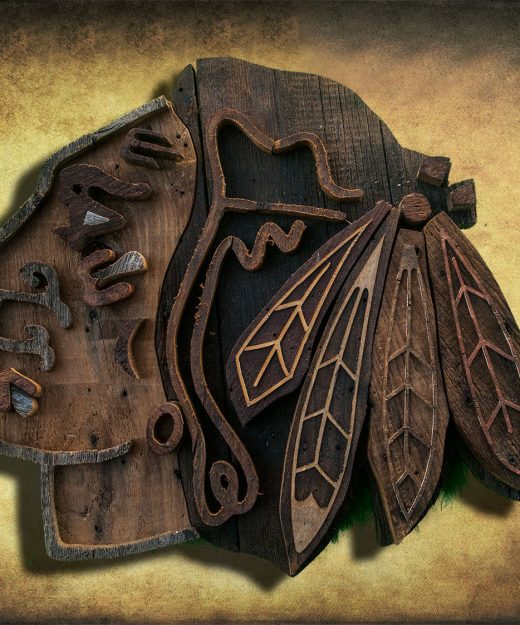 Chicago Blackhawks Handmade reclaimed barn wood wall art, vintage, weathered, recycled, Hockey, home decor, Wall art, Man Cave, Blue, Red