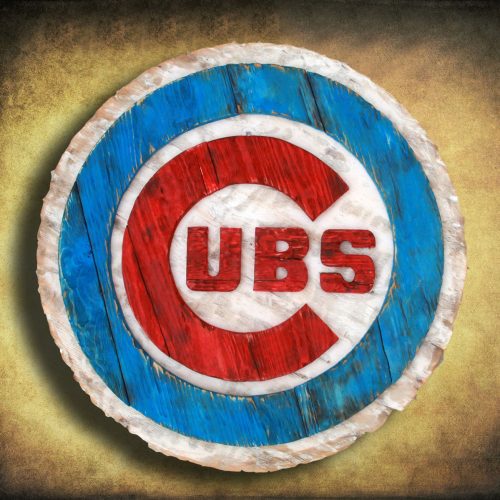 Chicago Cubs Handmade distressed wood sign, vintage, art, weathered, recycled, Baseball, home decor, Wall art, Man Cave, Blue, Red