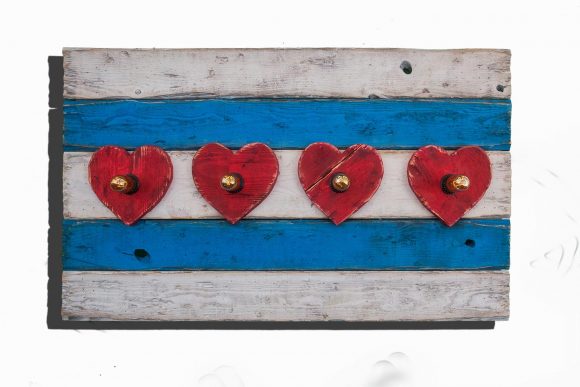 Chicago Flag One of a kind Weathered Wood, Antique Edison light bulbs, Wedding, hearts,recycled, reclaimed, wooden, rustic, Love