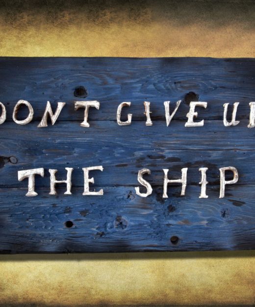 Don't Give Up the Ship, Original Version, distressed wood, home decor, art, recycled wood, reclaimed art, blue, Navy, Sailing, boat