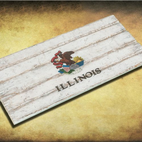 Handmade, Distressed Wooden Illinois State Flag, vintage, art, distressed, weathered, recycled, home decor, Wall art, reclaimed, White