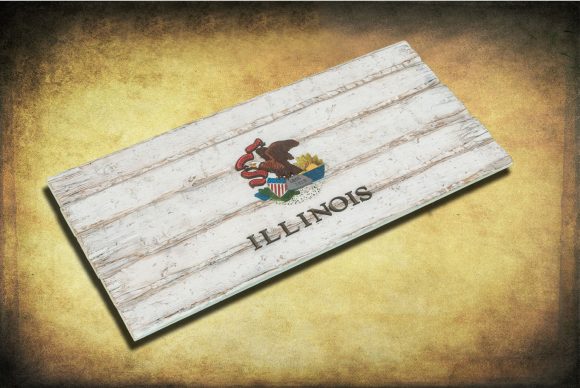 Handmade, Distressed Wooden Illinois State Flag, vintage, art, distressed, weathered, recycled, home decor, Wall art, reclaimed, White