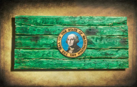 Handmade, Distressed Wooden Washington State Flag, vintage, art, distressed, weathered, recycled, home decor, Wall art, reclaimed, green