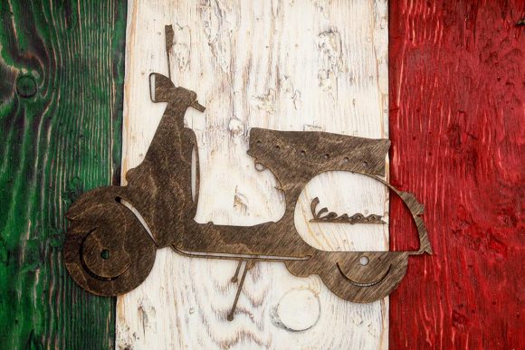 Italian flag, Vespa Edition Weathered Wood One of a kind, vintage, distressed, reclaimed, Europe art flag art. Italy, Red White green