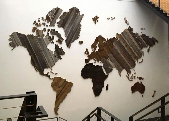 Map of the World from Reclaimed Barn Wood, recycled, reclaimed barn wood, vintage, rustic fine art one of a kind piece.