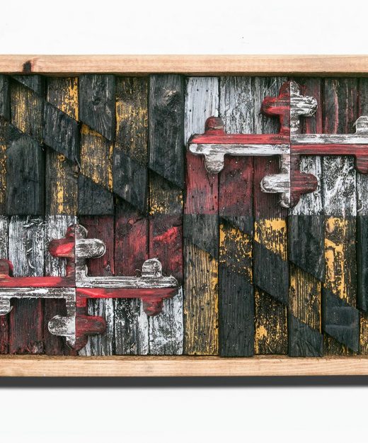 Maryland Flag,Framed Limited Edition, Weathered Wood One of a kind, Wooden, vintage, distressed, weathered, recycled, Baltimore, red, yellow