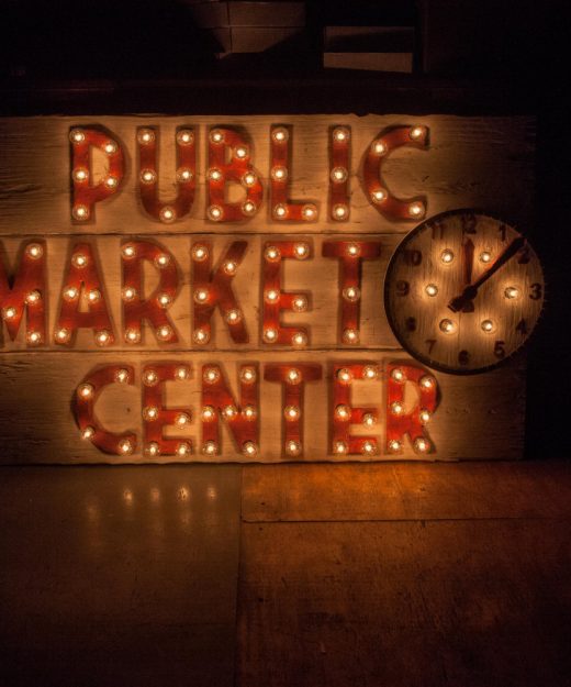 Pikes Place Market Seattle, a light up sign for your home or store, distressed, antique, barn wood, recycled, hollywood, rustic, red. orange