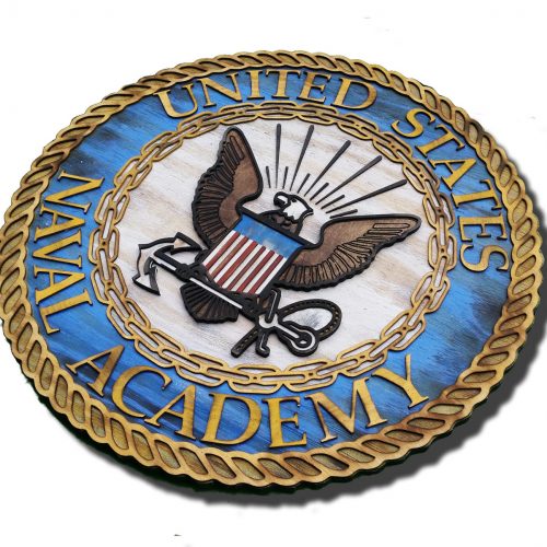 United States Naval Academy with 3D from reclaimed wood, vintage, art, weathered, recycled, home decor, Naval Academy, Man Cave, blue, brown