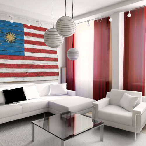 Weathered Wood One of a kind 3D Malaysian flag, Wooden, vintage, art, distressed, patriotic, Malaysia, red, Blue, White