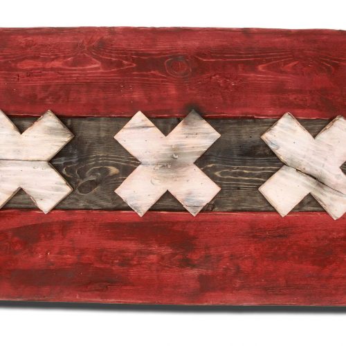 Weathered Wood One of a kind Amsterdam flag, Wooden, vintage, art, distressed, Dutch, recycled, Amsterdam flag art. Netherlands, red