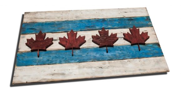 Weathered Wood One of a kind Chicago Flag ,Canada style, vintage, art, distressed, weathered, recycled, Chicago flag art, Canadian Flag