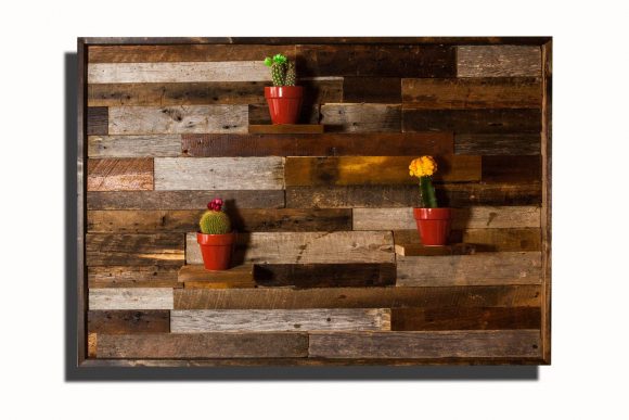 Wood wall art, with floating wood shelves, made of reclaimed barnwood, Different Sizes Available, large art