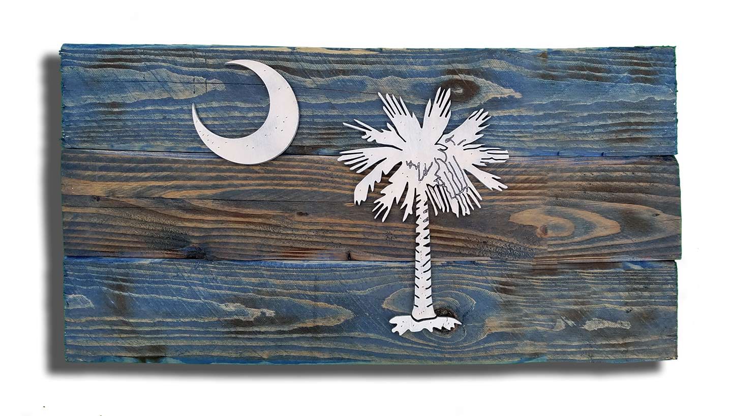 Lantern Press Pawleys Island 10x15 Rustic Home Decor, Ready to Hang Rustic Painting Wood Wall Sign South Carolina State Flag 
