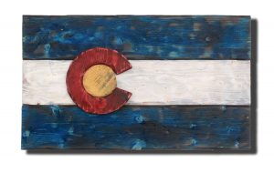 3D Colorado flag, Distressed Wood, Wooden, vintage, art, Denver Flag, weathered, recycled, Colorado flag art, red blue, home decor, wall art