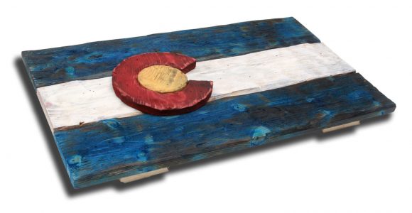 3D Colorado flag, Distressed Wood, Wooden, vintage, art, Denver Flag, weathered, recycled, Colorado flag art, red blue, home decor, wall art