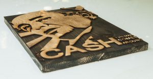 3D sculptured wall hanging wooden art.  Johnny Cash, Country, wood, rustic, sepia, vintage, rock-a-billy, sculpture, home decor, brown