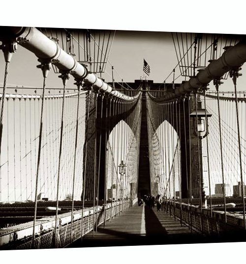 A stunning photo museum quality canvas gallery wrap of the Brooklyn Bridge in NYC.