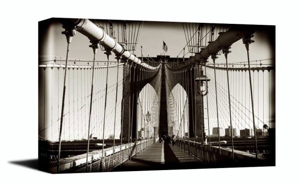 A stunning photo museum quality canvas gallery wrap of the Brooklyn Bridge in NYC.