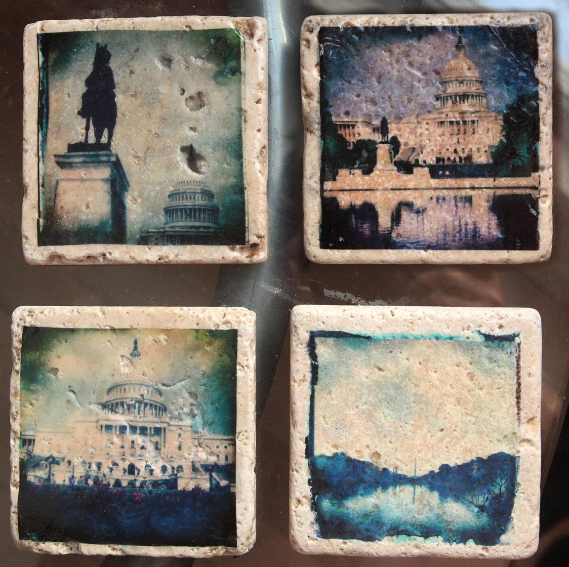 A stunning set of four 4x4 Glass Coasters or wall art, taken in Washington DC, that are sure to be a conversation piece on any coffee table.
