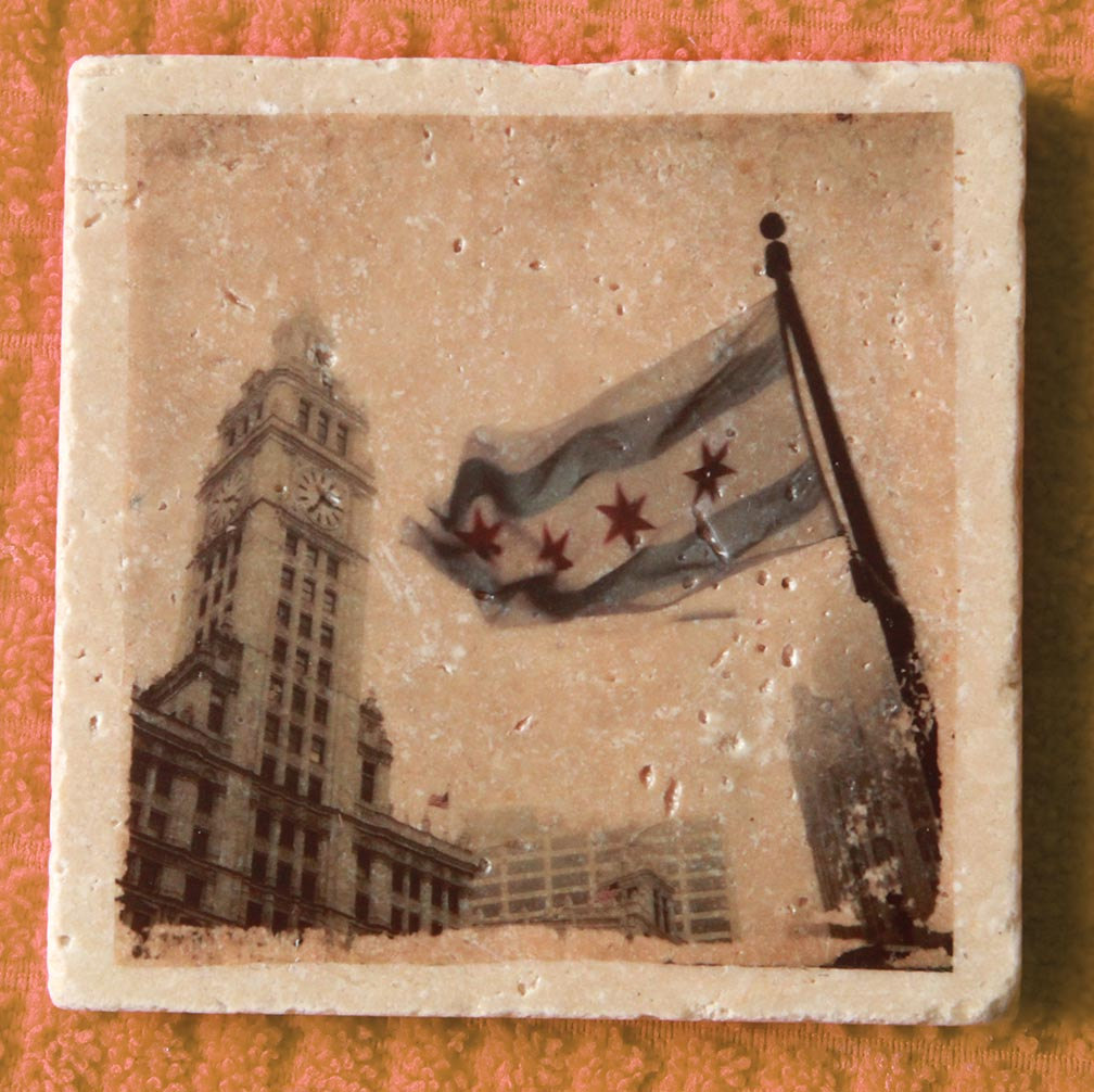 A stunning set of six stone Coasters or wall art, Chicago, Art Institute, Wrigley building, Chicago theater, Millennium park, Chicago print