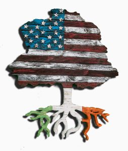 American flag tree with root flag of any country, USA, Heritage, Patriotic, United States, Irish, Ireland flag, Red white blue, 4th of July