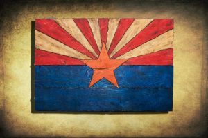 Arizona Flag, Handmade, distressed painted Wood, vintage, art, distressed, weathered, AZ, Arizona flag art, home decor, Wall art, blue