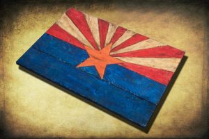 Arizona Flag, Handmade, distressed painted Wood, vintage, art, distressed, weathered, AZ, Arizona flag art, home decor, Wall art, blue