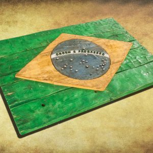 Brazilian Flag Weathered distressed Wood flag  limited Edition, vintage, distressed, weathered, recycled, Brazil, South America, soccer