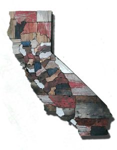 Calfornia Counties map made from Reclaimed Barn Wood, recycled, reclaimed wooden map, vintage, rustic fine art one of a kind piece.