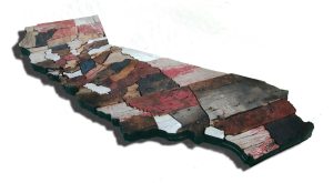 Calfornia Counties map made from Reclaimed Barn Wood, recycled, reclaimed wooden map, vintage, rustic fine art one of a kind piece.