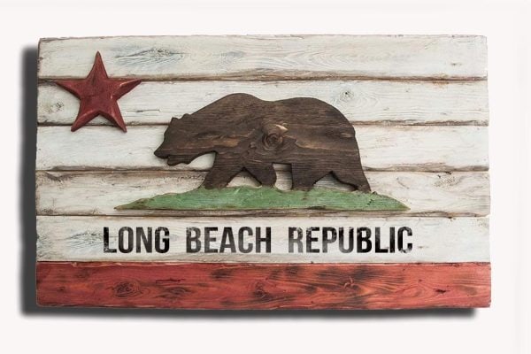 California Republic personalized flag, Wooden, vintage, art, distressed, weathered, recycled, California flag art. wedding, red, white