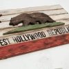 California Republic personalized flag, Wooden, vintage, art, distressed, weathered, recycled, California flag art. wedding, red, white