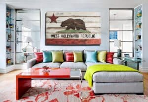 California Republic personalized flag, Wooden, vintage, art, distressed, weathered, recycled, California flag art. wedding, red, white