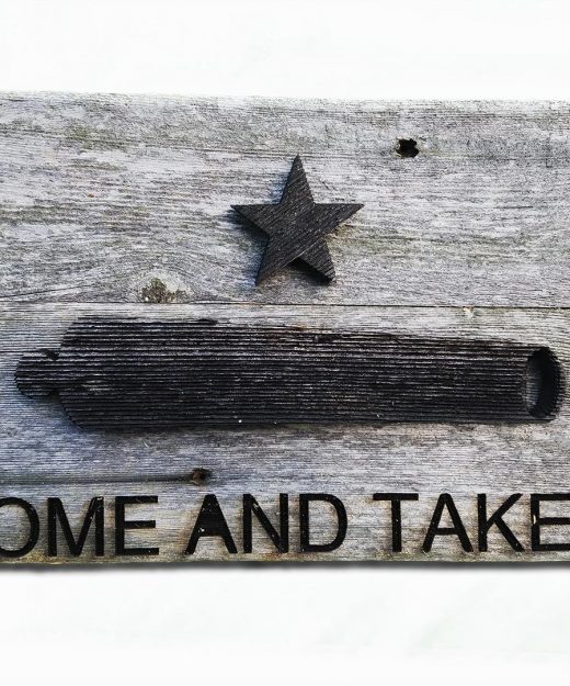 Canon Flag, Come and Take It 3D flag. Weathered Wood One of a kind ,vintage, art, distressed, weathered, recycled, gun, Texas