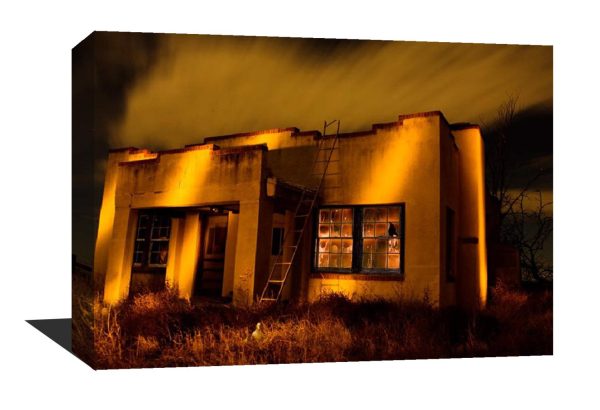 Canvas Gallery Wrap, Night time photography, Stars, long exposure, orange, yellow, vintage, Canvas print, light painting, home decor