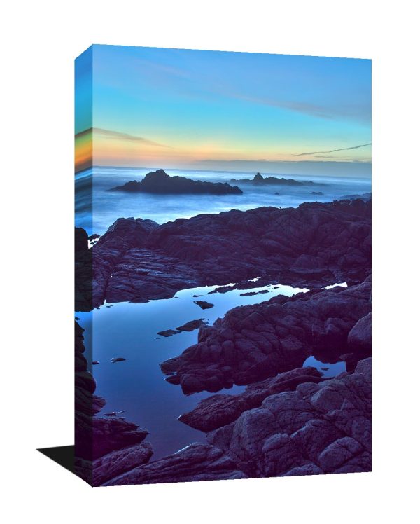 Canvas wrap Landscape photography, seascape ocean, Beach photograph Haystack Rock moody sea Califronia Oregon coast Pacific Northwest travel