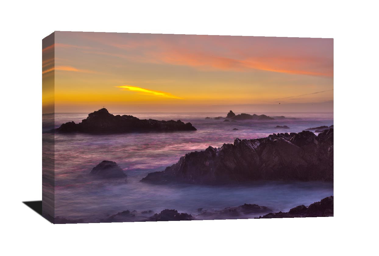 Canvas wrap Landscape photography, seascape ocean, Beach photograph Haystack Rock moody sea Califronia Oregon coast Pacific Northwest travel