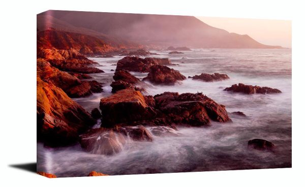 Canvas wrap Landscape photography, seascape ocean, Beach photograph Haystack Rock moody sea Califronia Oregon coast Pacific Northwest travel
