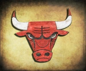 Chicago Bulls Handmade distressed wood sign, vintage, art, weathered, recycled, home decor, Wall art, Man Cave, Black, Red