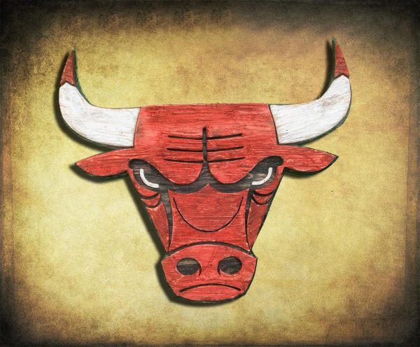 Chicago Bulls Handmade distressed wood sign, vintage, art, weathered, recycled, home decor, Wall art, Man Cave, Black, Red