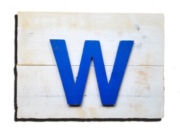 Chicago Cubs Handmade distressed W for the WIN wood sign, vintage, art, weathered, recycled, Baseball, home decor, Wall art, Man Cave, Blue