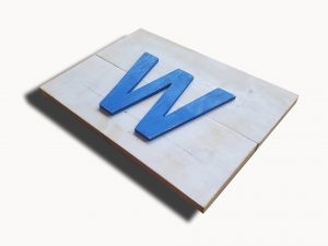 Chicago Cubs Handmade distressed W for the WIN wood sign, vintage, art, weathered, recycled, Baseball, home decor, Wall art, Man Cave, Blue