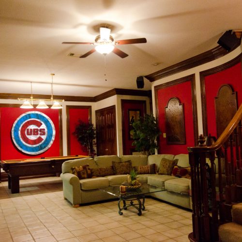 Chicago Cubs Handmade distressed wood sign, vintage, art, weathered, recycled, Baseball, home decor, Wall art, Man Cave, Blue, Red