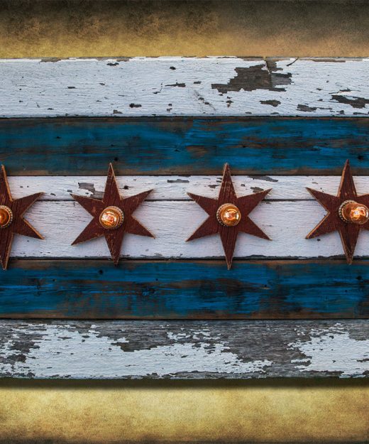 Chicago Flag One of a kind Barn Wood, Antique Edison light bulbs, Blue, red, Illinois,recycled, reclaimed, wooden, rustic