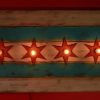 Chicago Flag One of a kind Weathered Wood, Antique Edison light bulbs, Blue, red, Illinois,recycled, reclaimed, wooden, rustic