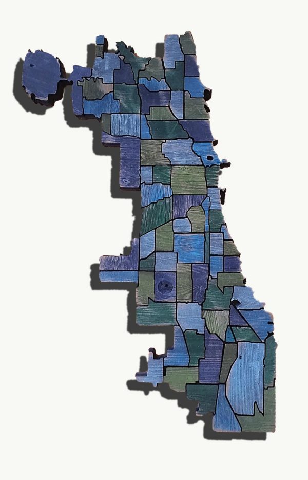 Chicago neighborhood Map from Reclaimed fencing, recycled, reclaimed wooden map, vintage, rustic fine art one of a kind piece.