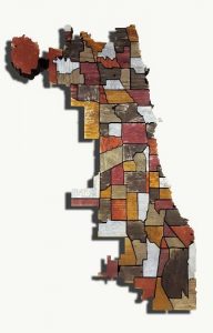 Chicago neighborhood Map from Reclaimed fencing, recycled, reclaimed wooden map, vintage, rustic fine art one of a kind piece.